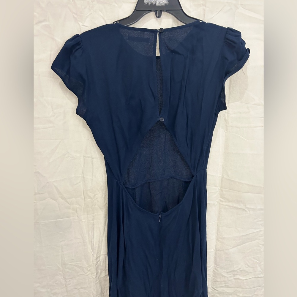 Reformation Navy Blue Flowing Short-Sleeve Dress - Picture 5 of 10